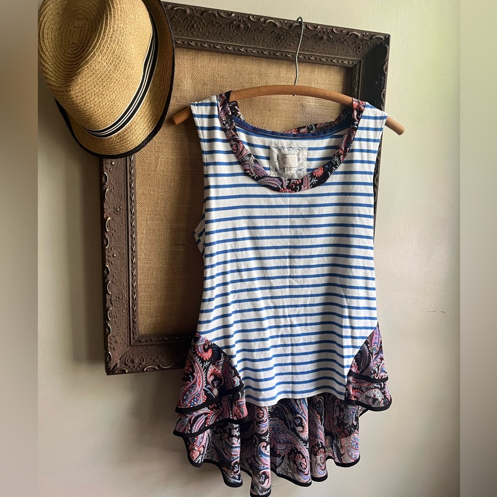 Anthropologie Postmark ruffled tank